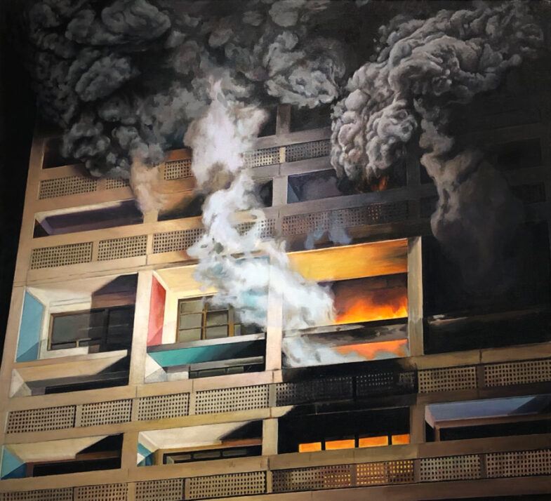 'Come let us build ourselves a city, and a tower with its top in the heavens', 4ft x 4.5ft, Oil on Canvas, 2018.