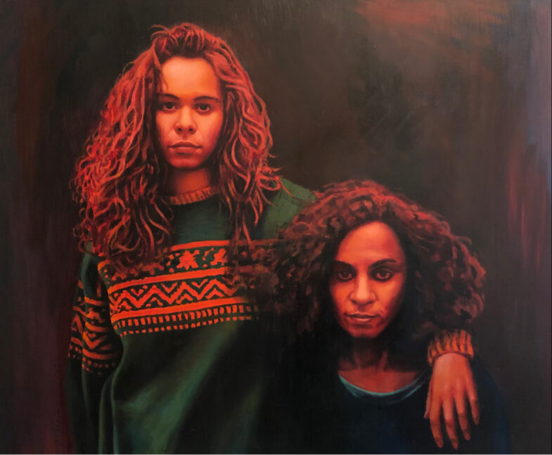 'Nicola and Maxine, sometime mid 1980’s', Oil on Canvas, 27" x 33", 2022.