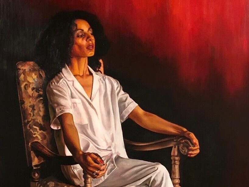 'Diane, somewhere, sometime mid 1980’s', Oil on Panel, 4ftx5ft, 2022